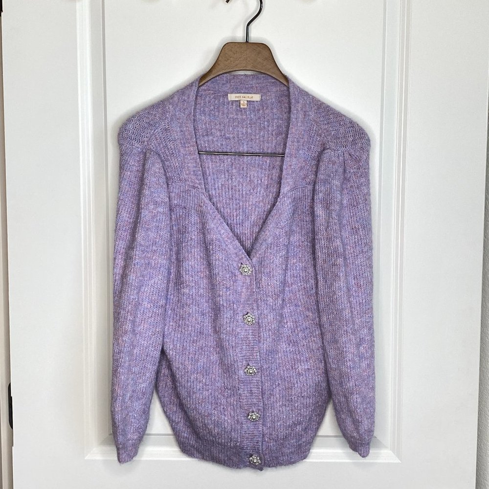 Skies Are Blue Light Purple Button Down Sweater